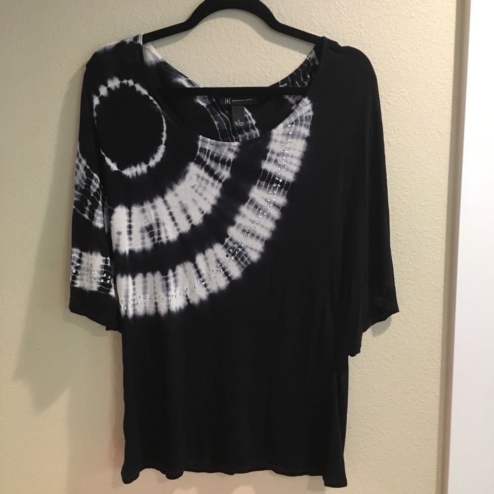 INC tie dye black with white and bling size S